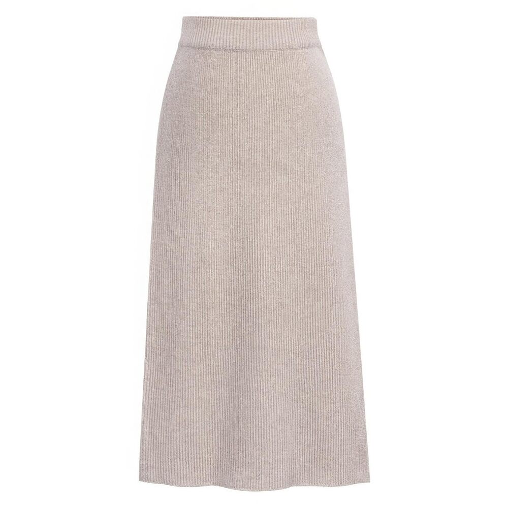 4344 Winter Warm High Waist Side Slit Wool Blend Long Skirts Rib Knit